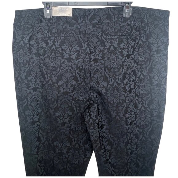 Chicos So Slimming Brigitte Tonal Jacquard Slim Ankle Pants Black Size 4R - Picture 10 of 14